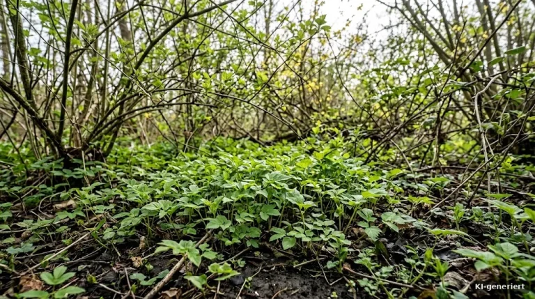 Junger Giersch unter Sträuchern im Frühling