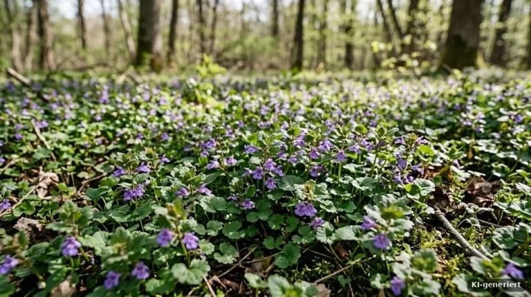 Gundermann mit kleinen violetten Blüten als Bodendecker