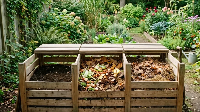 Hochbeet aus Lärchenholz mit sichtbaren Eckpfosten und bepflanzter Fläche im Gemüsegarten