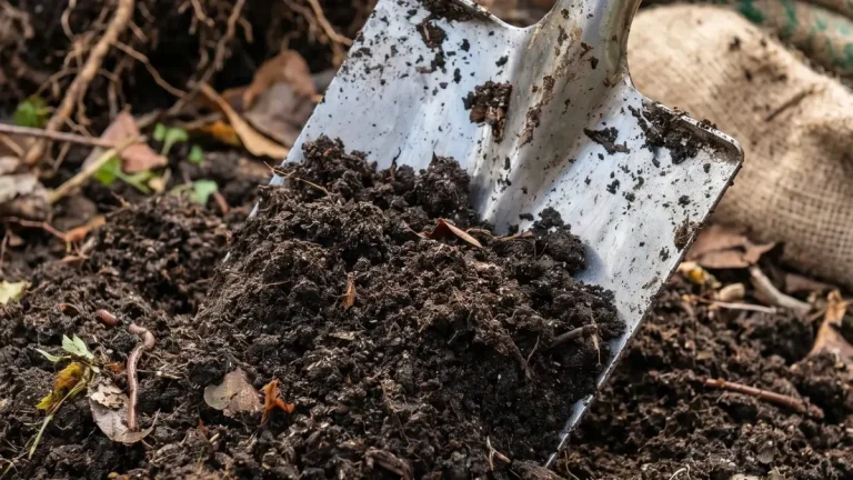 Selbst gebauter Holzkomposter mit drei Kammern im Gemüsegarten