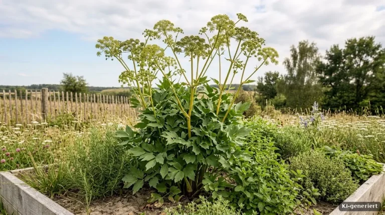 Große Liebstöckelstaude im Kräutergarten