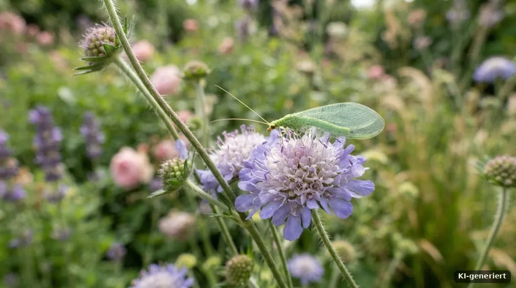 Florfliege auf einer Blüte im Garten