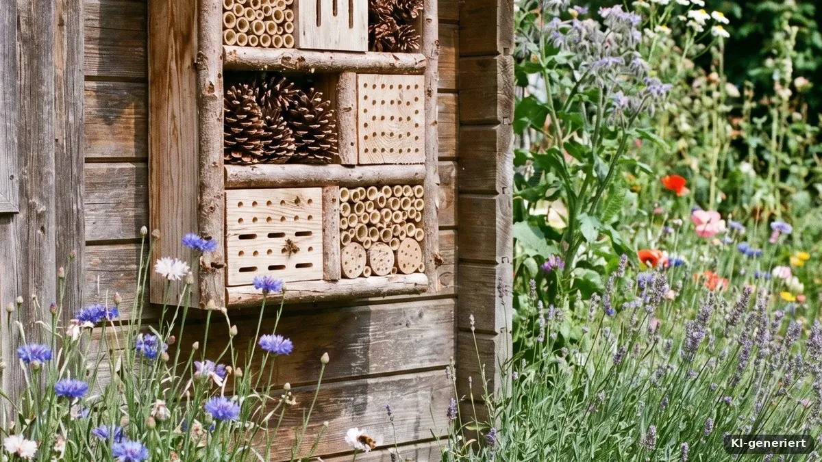 Insektenhotel in einem Naturgarten