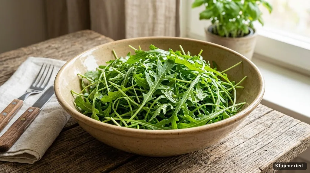 Frischer Rucola in einer Salatschüssel