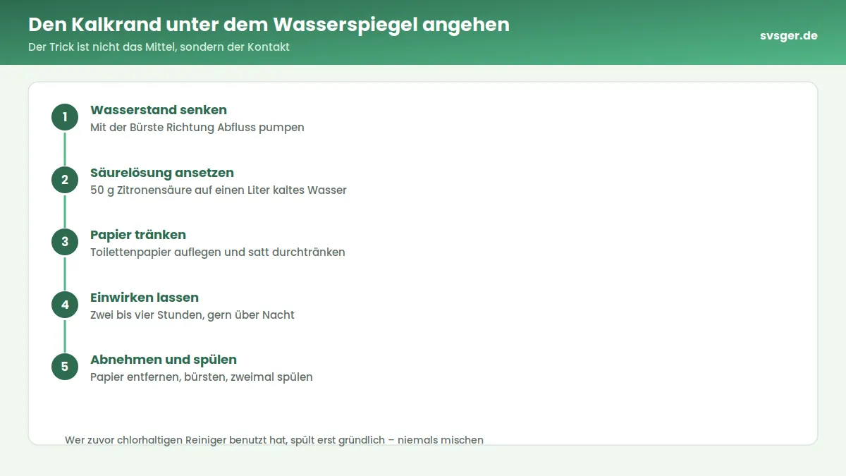 Abgewogene Zitronensäure, Natron und Speisestärke in kleinen Schalen neben einer Eiswürfelform mit gepressten WC-Tabs