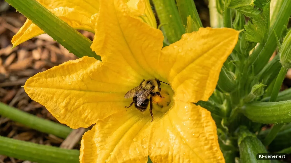 Zucchiniblüte mit Biene
